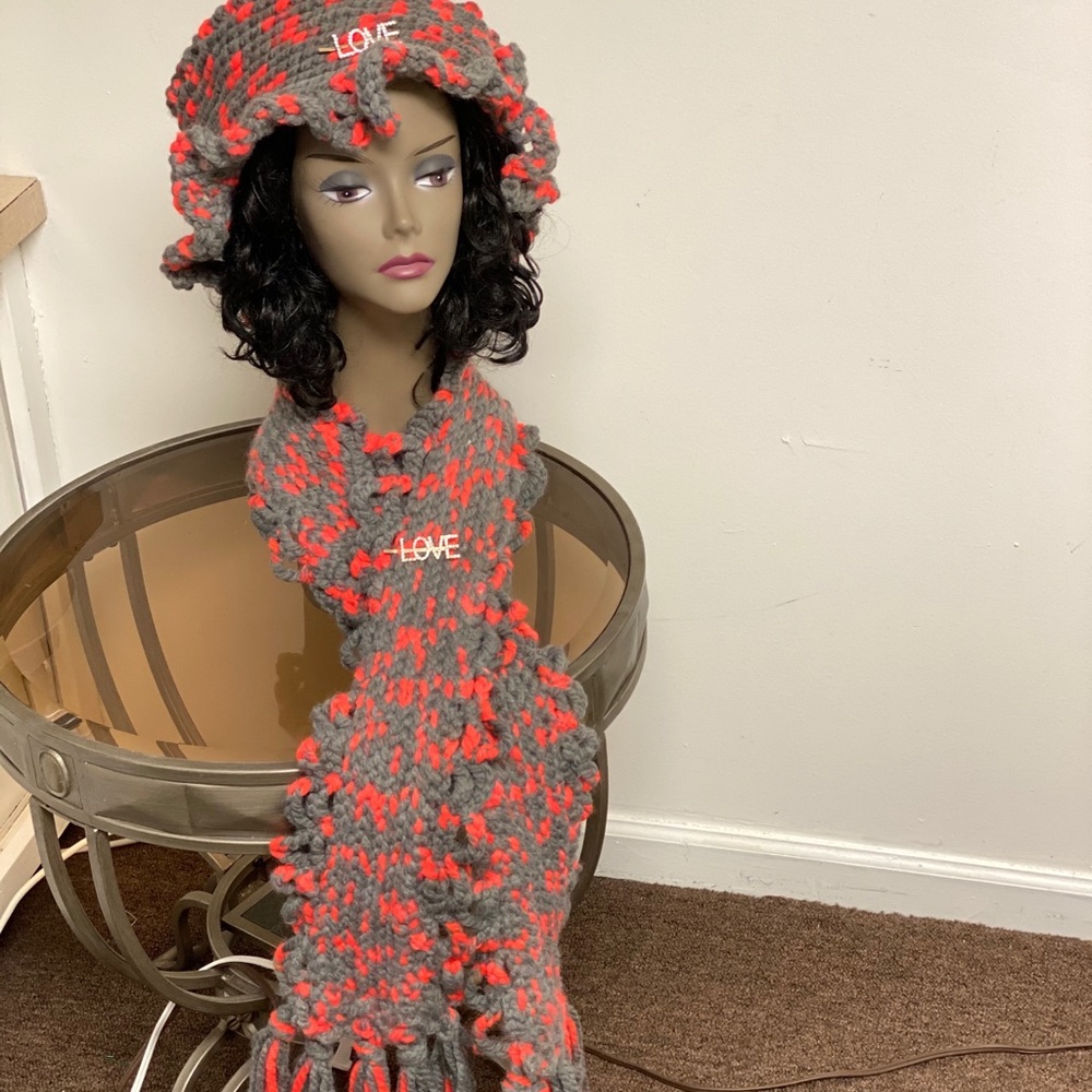 Sherbet grey ruffle bucket hat set